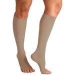 Meia 3/4 Essencial Conforto Sigvaris 15-20mmHg Natural Escura Pé Aberto Tamanho G2