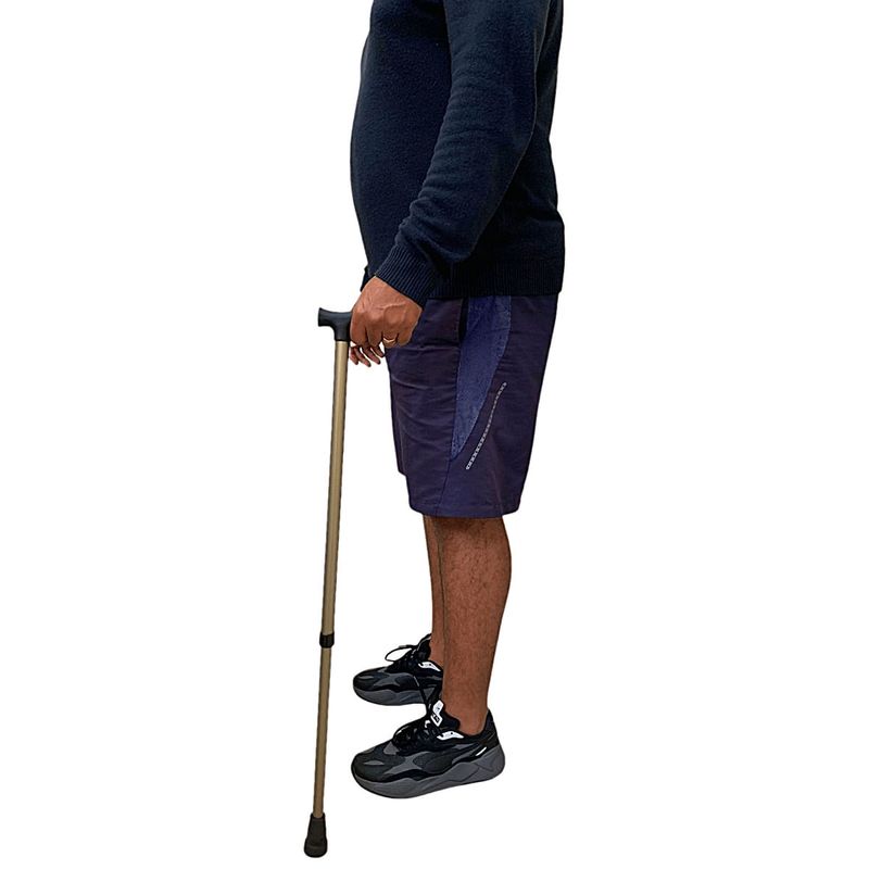 Bengala Alo Tipo T Alumínio Regulável Reforçada 130kg - Bronze/Preto