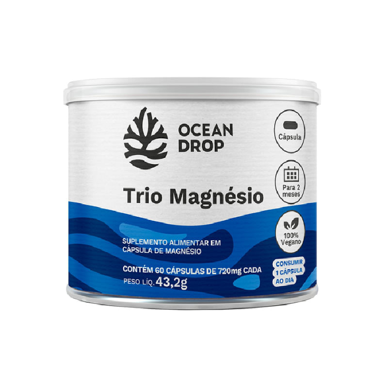 Trio Magnésio Ocean Drop 720mg com 60 Cápsulas