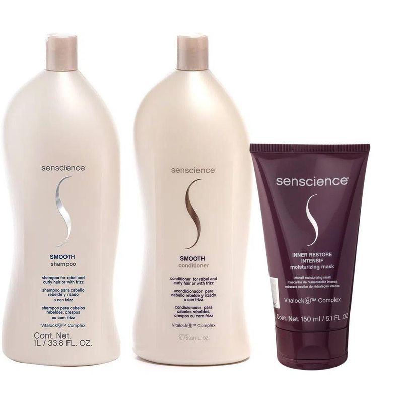 Senscience Smooth Shampoo + Condicionador 1L + Inner Restore Intensif 150ml