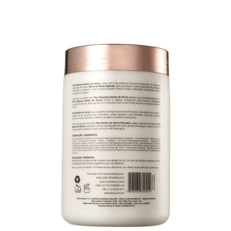 Ykas Verniz Máscara Brilho Máximo 1000g