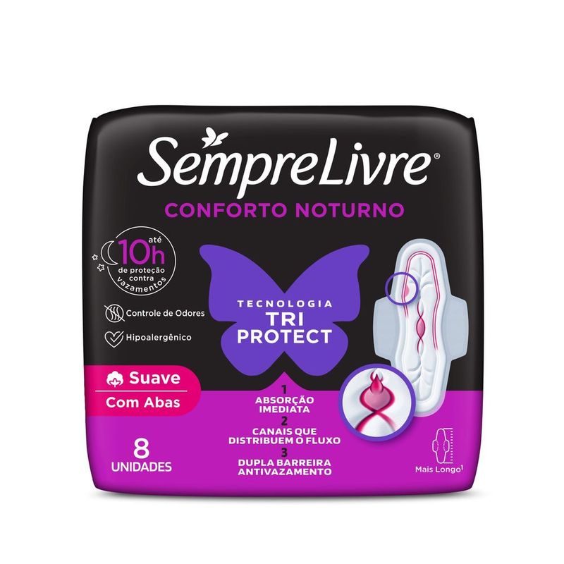Absorvente Sempre Livre Adapt Plus Noite e Dia com Abas Suave 16 Unidades