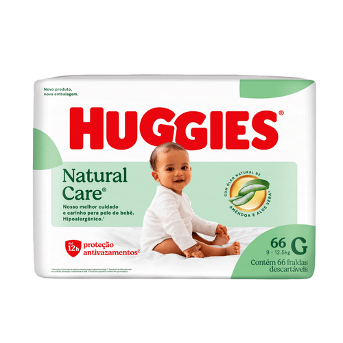 Fralda Huggies Natural Care Hiper G 66 Unidades
