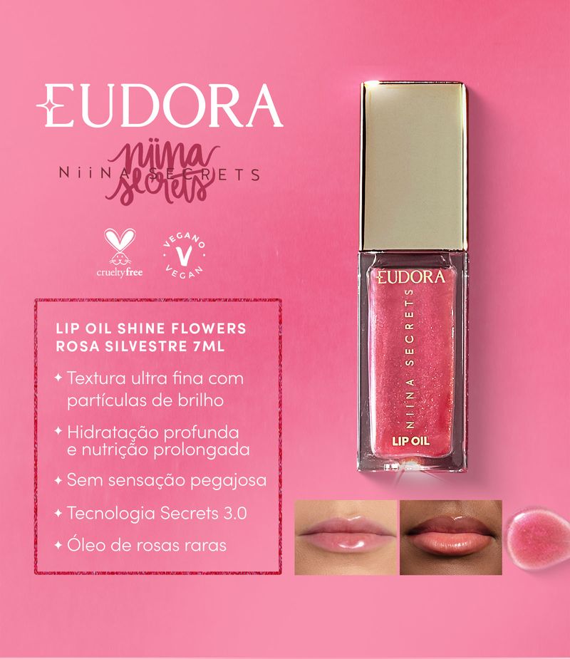 7891033564934 - NIINA SCRETS LIP OIL SHINE FLOWERS ROSA SILVESTRE 7ml -1-