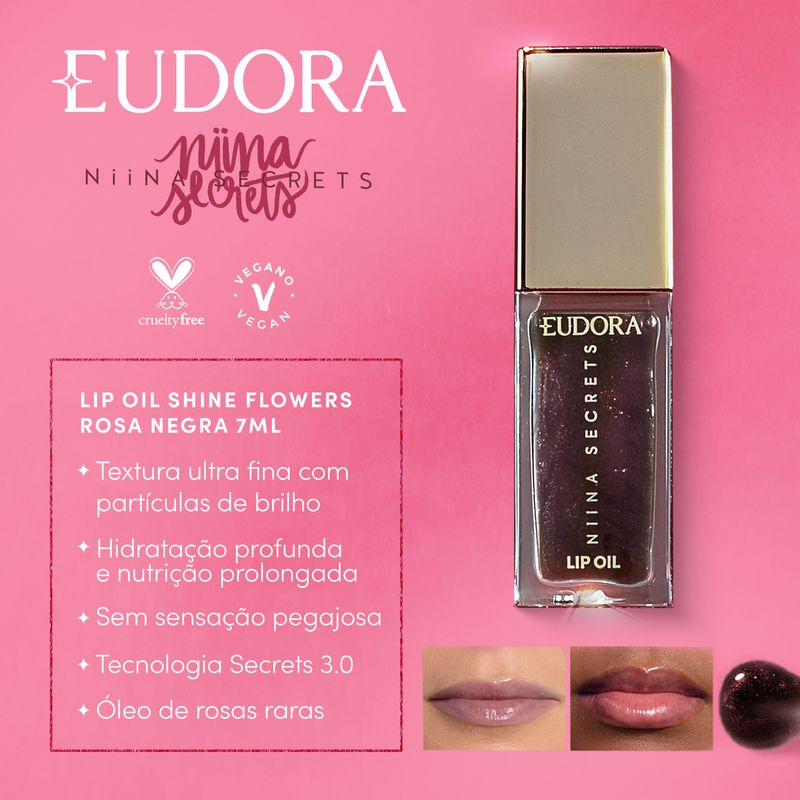 7891033564941 - NIINA SCRETS LIP OIL SHINE FLOWERS ROSA NEGRA 7ml-1-