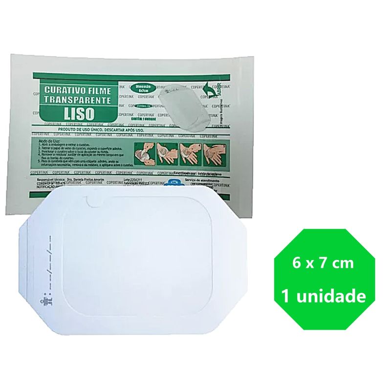 Curativo Filme Copertina Transparente Liso - 6x7 cm - Unidade