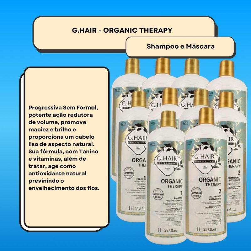 GHair Organic Therapy - Kit 5 Tratamentos Antivolume - 1L