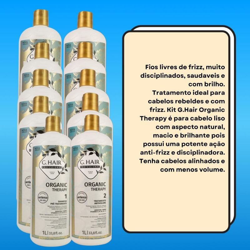 GHair Organic Therapy - Kit 5 Tratamentos Antivolume - 1L