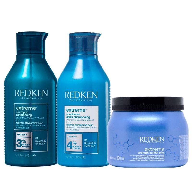 Redken Extreme - Shampoo 300ml + Condicionador 250ml + Máscara Capilar 500ml