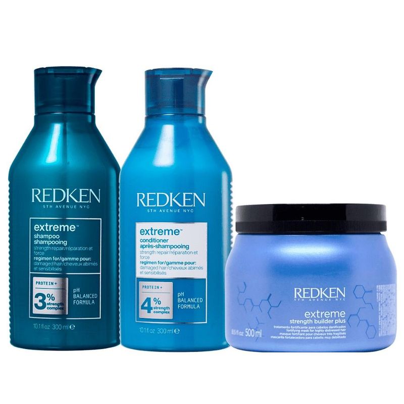 Redken Extreme - Shampoo 300ml + Condicionador 250ml + Máscara Capilar 500ml