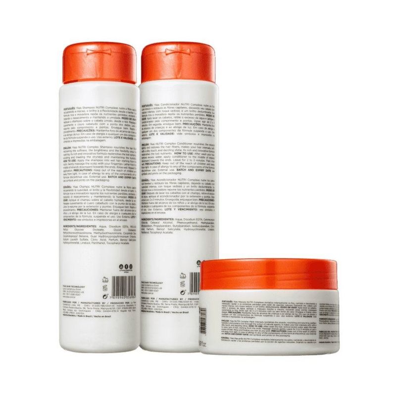 Kit Ykas Nutri Complex - Shampoo + Condicionador 300ml + Máscara 250g