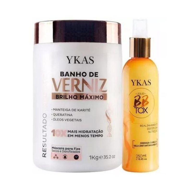 Ykas Banho de Verniz - Máscara Capilar 1Kg + BBtox Líquido Tratamento 250ml