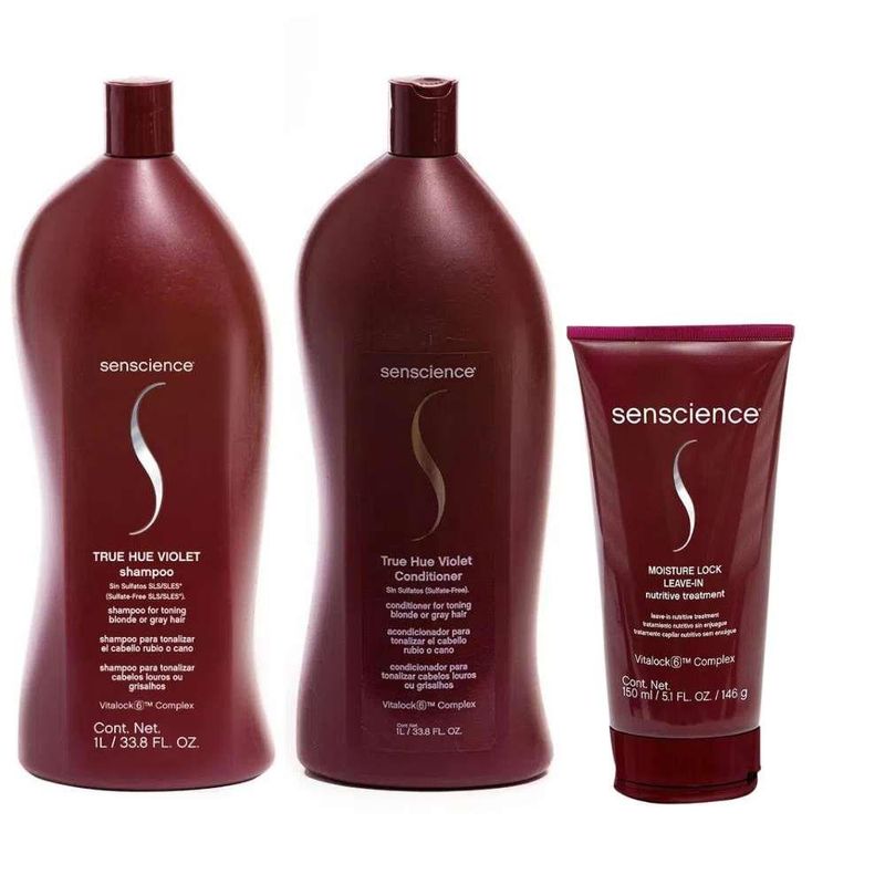 Senscience True Hue Violet - Shampoo + Condicionador 1L + Moisture Lock 150ml