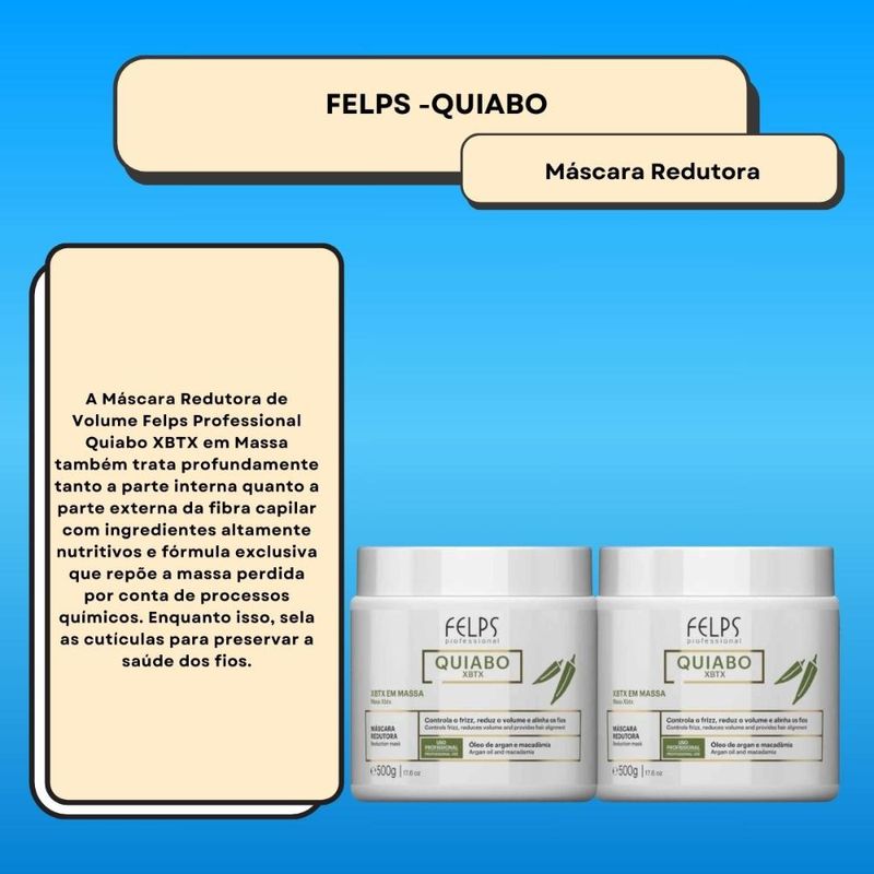 Felps Quiabo XBTX - Kit 2 Redutores de Volume em Massa - 500g