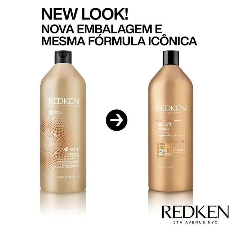 Redken All Soft Argan Oil - Kit 2 Shampoos 1000ml