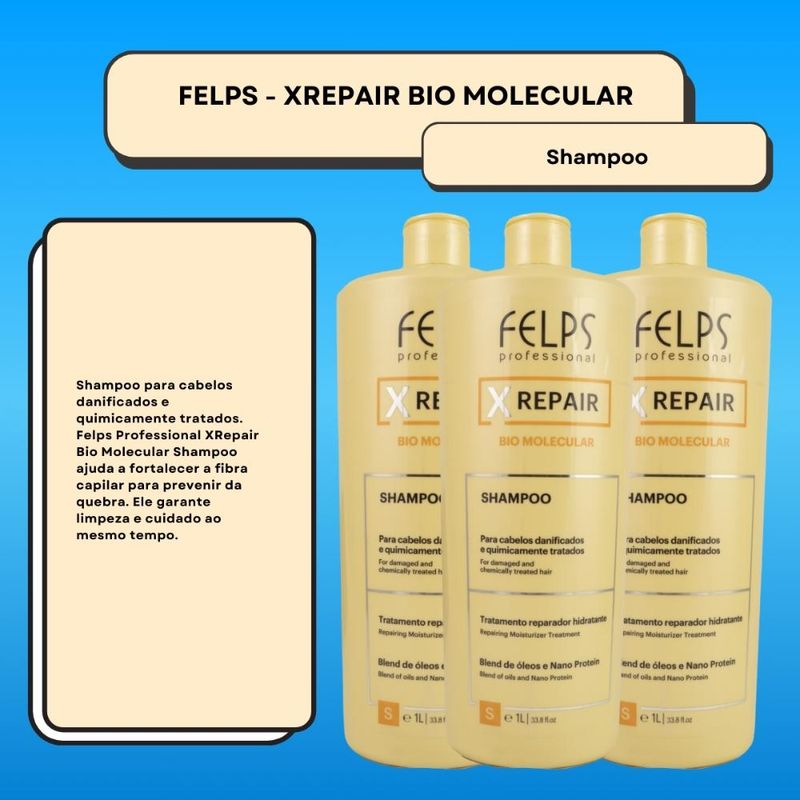 Felps X Repair Bio Molecular - Kit 3 Shampoos 1L
