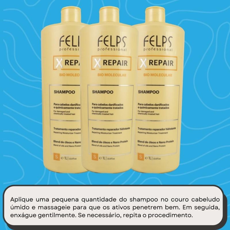 Felps X Repair Bio Molecular - Kit 3 Shampoos 1L