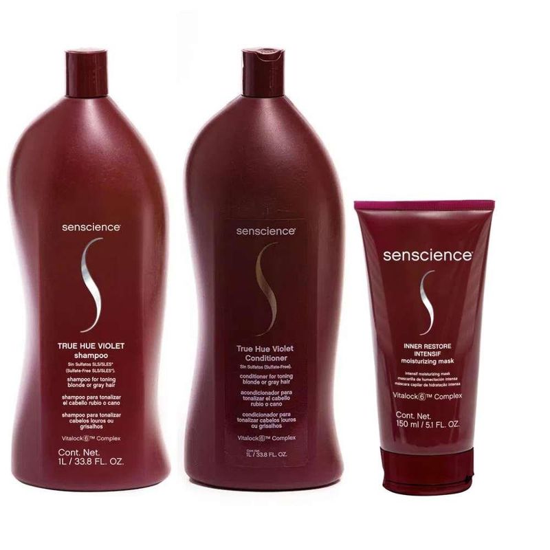 Senscience True Hue Violet - Shampoo + Condicionador 1L + Inner Restore Intensif 150ml