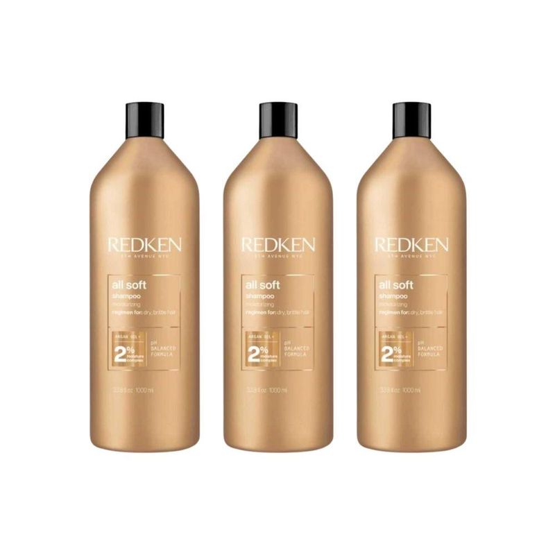 Redken All Soft Argan Oil - Kit com 3 Shampoos de 1000ml