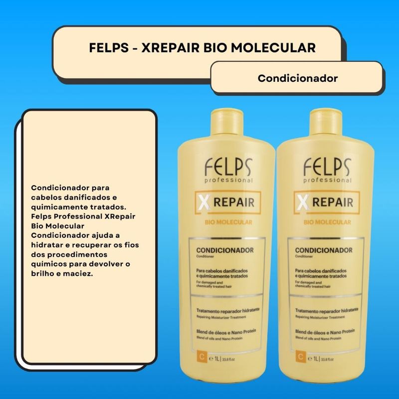 Felps X Repair Bio Molecular - Kit 2 Condicionador 1L