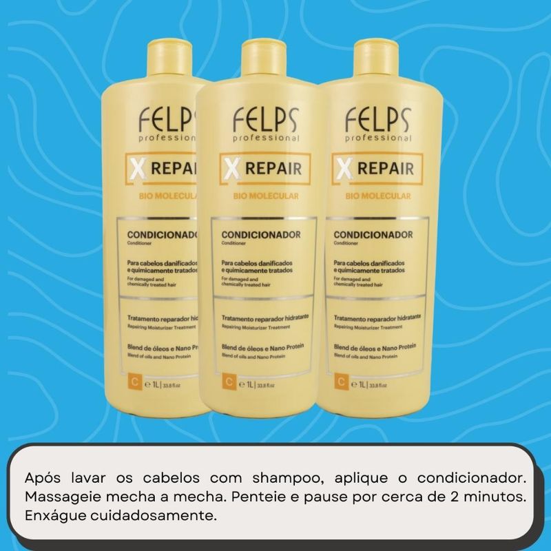Felps X Repair Bio Molecular - Kit 3 Condicionador 1L