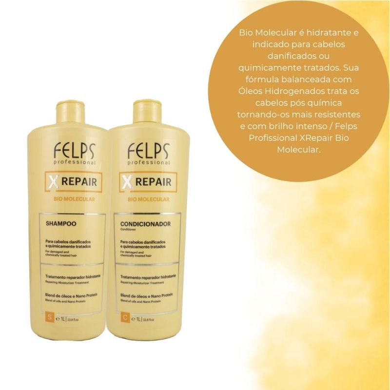 Felps X Repair Bio Molecular - Kit Shampoo e Condicionador - 1L