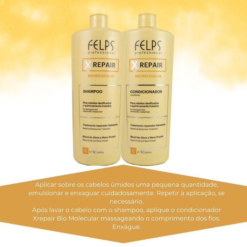Felps X Repair Bio Molecular - Kit Shampoo e Condicionador - 1L