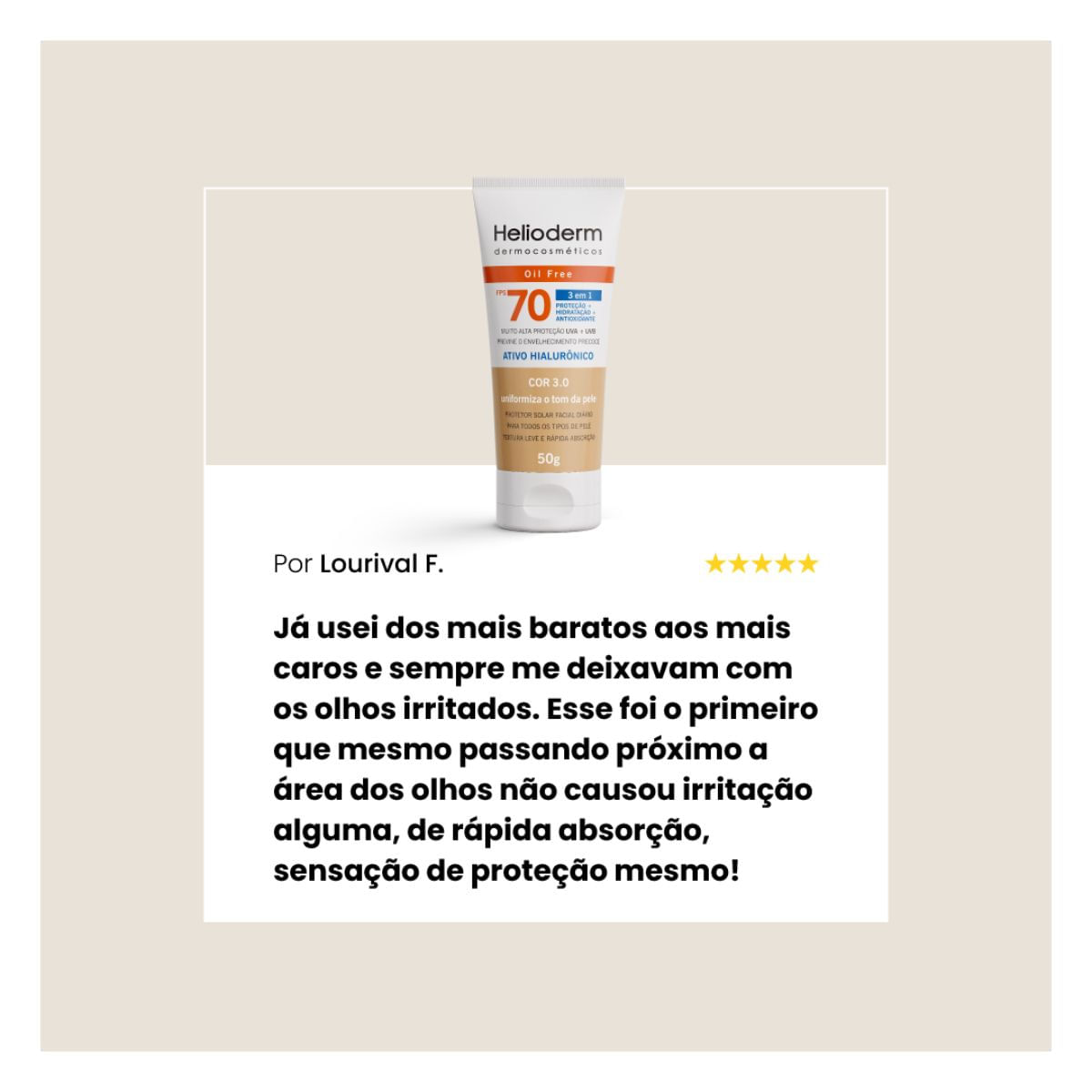 Encontraproduto.com.br - Protetor Solar Helioderm Facial FPS 70 Bege Médio 50g