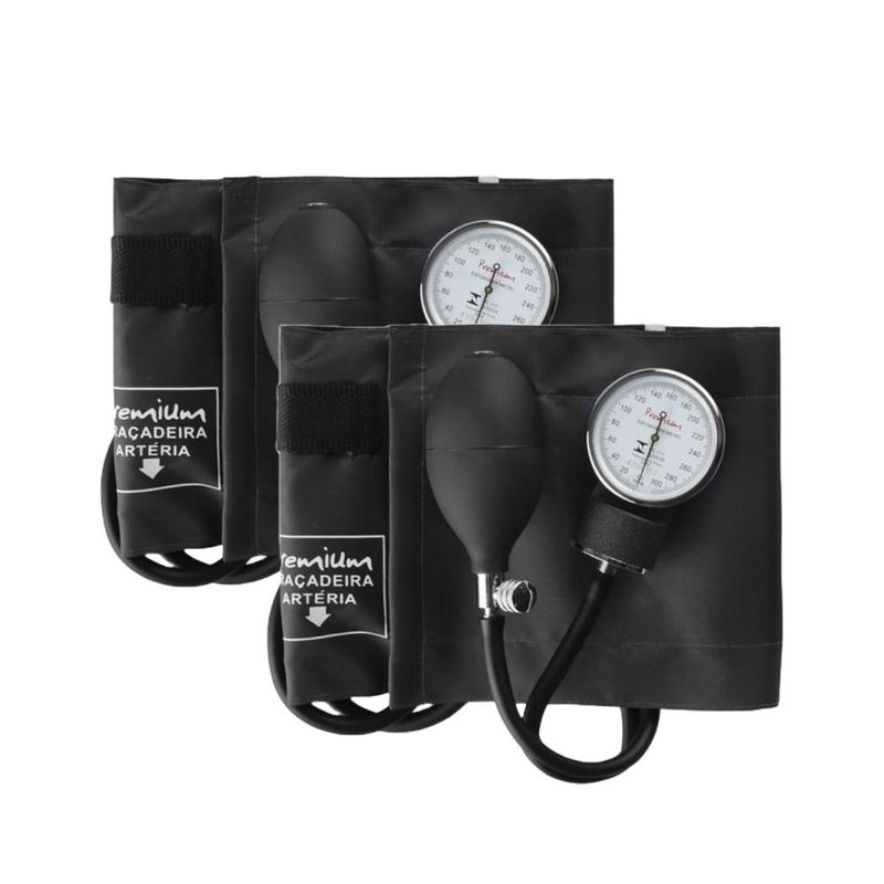 Kit 2x Aparelho de Pressão Manual - Esfigmomanômetro Premium Preto