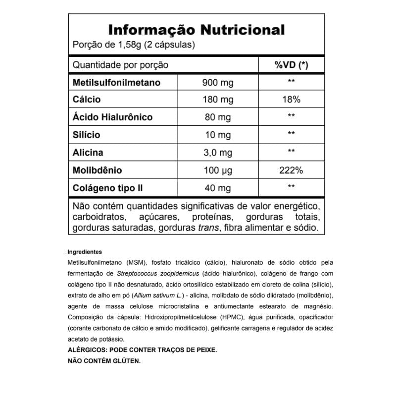 Colagentek Tipo II - Vitafor 790mg com 60 cápsulas
