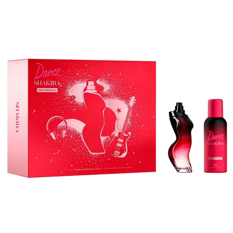 Kit Perfume Feminino Shakira Dance Red Midnight EDT 80ml + Desodorante 150ml