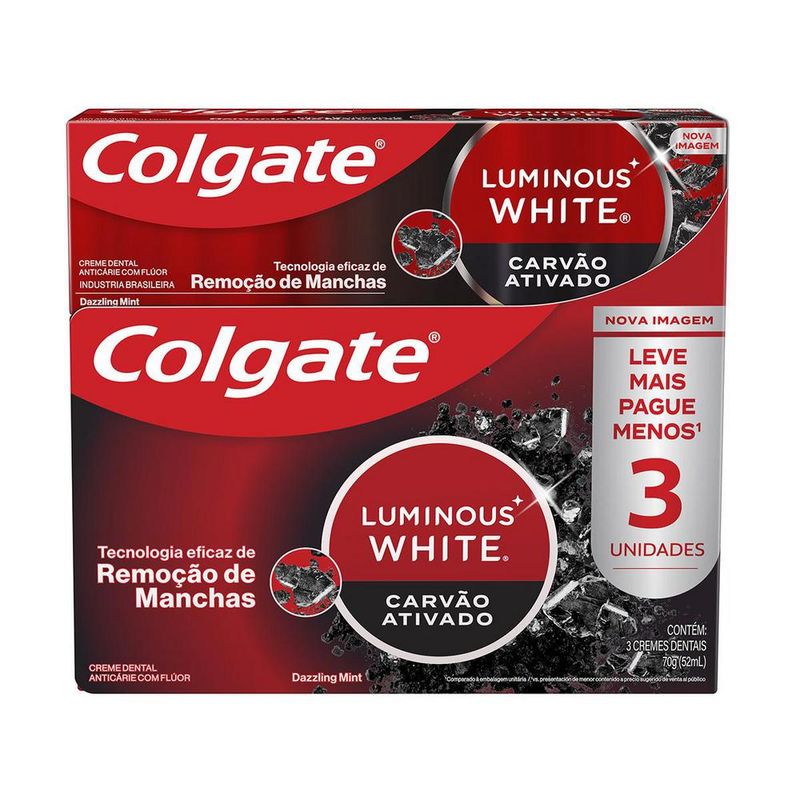 7509546679600---Creme-Dental-Colgate-Luminous-White-Carvao-Ativado-3-unid-70g-Promo-Preco-Especial---1