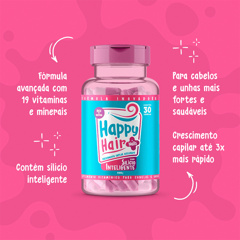 Happy Hair Nails Silício Inteligente - Suplemento Capilar - 30 Cápsulas