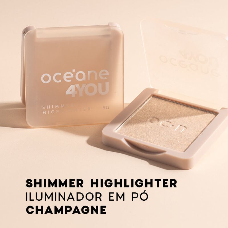 Iluminador Facial Perolado - Shimmer Highlighter Champagne 4you - 6g