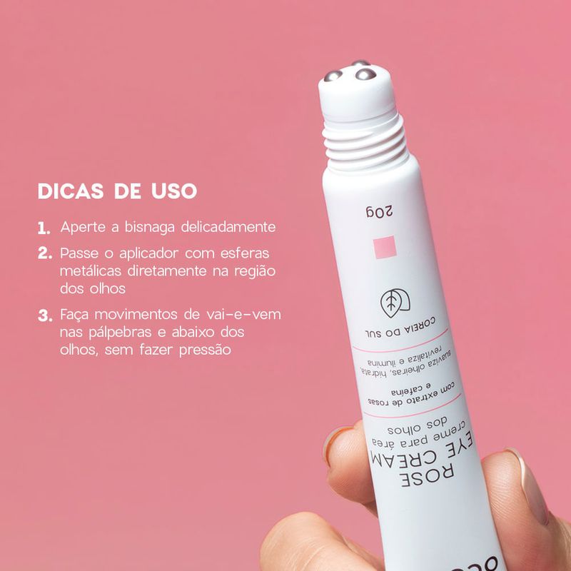 Creme para Área dos Olhos Roll-On com Extrato de Rosas - Rose Eye Cream - 20g
