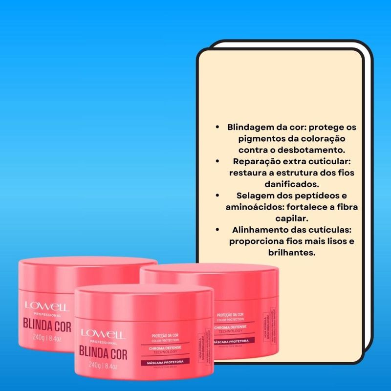 Lowell Blinda Cor Kit 3 Máscara Protetora - 240g