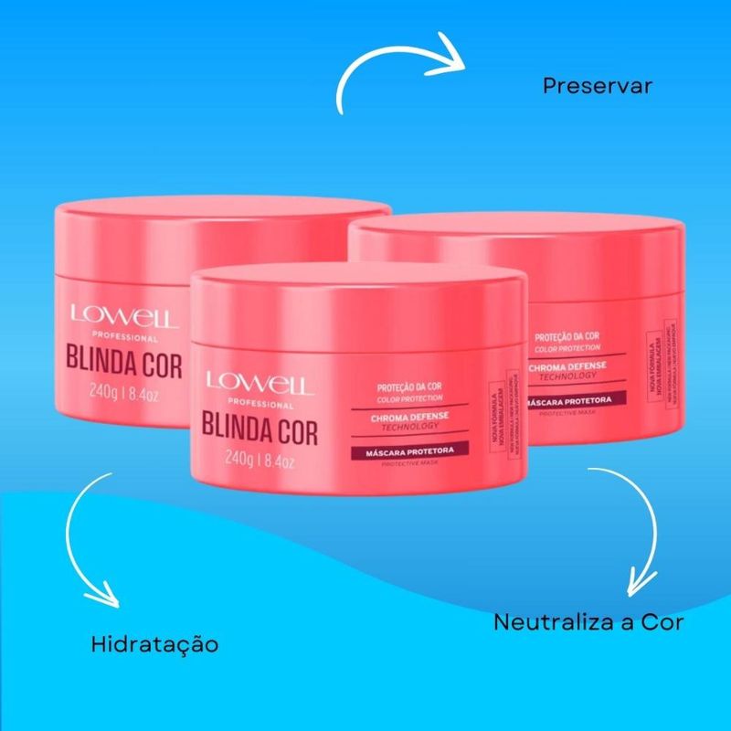 Lowell Blinda Cor Kit 3 Máscara Protetora - 240g