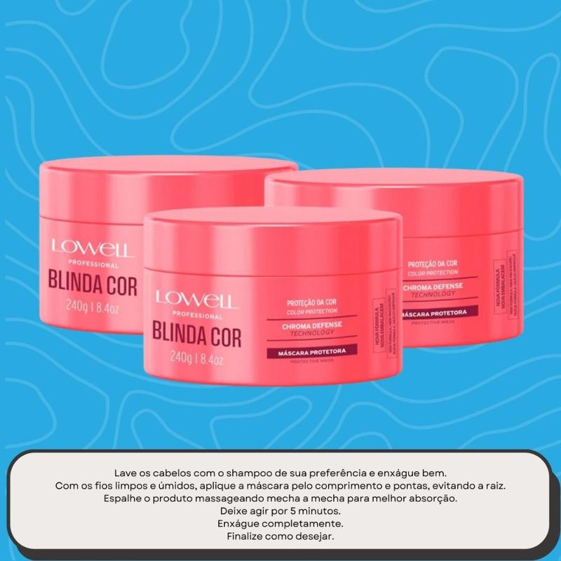 Lowell Blinda Cor Kit 3 Máscara Protetora - 240g