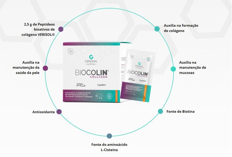 BioColin Collagen - 7g - 30 Sachês - Sabor Tangerina