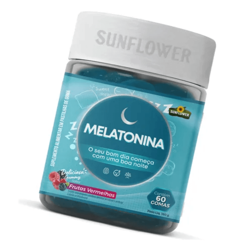 Kit 2 Melatonina Gummy 60 Gomas - Sabor Frutas Vermelhas Sunflower
