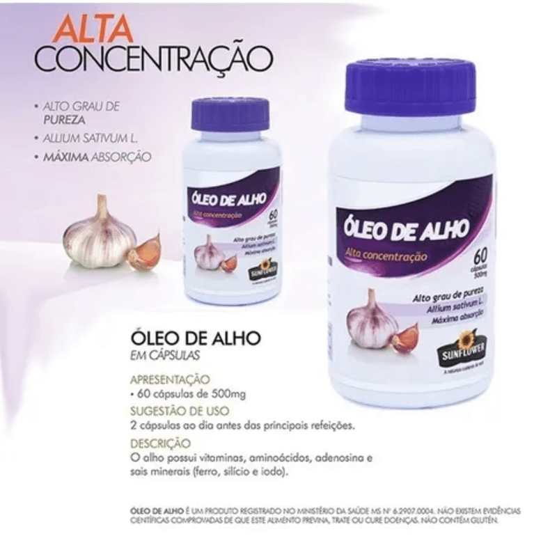 Óleo de Alho Desodorizado 700mg 60 Cápsulas - Sunflower