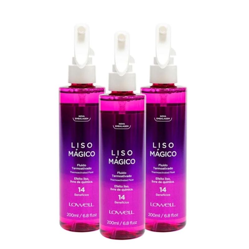 Lowell Keeping Liss Liso Mágico - Kit 3 Spray Termoativo 200ml