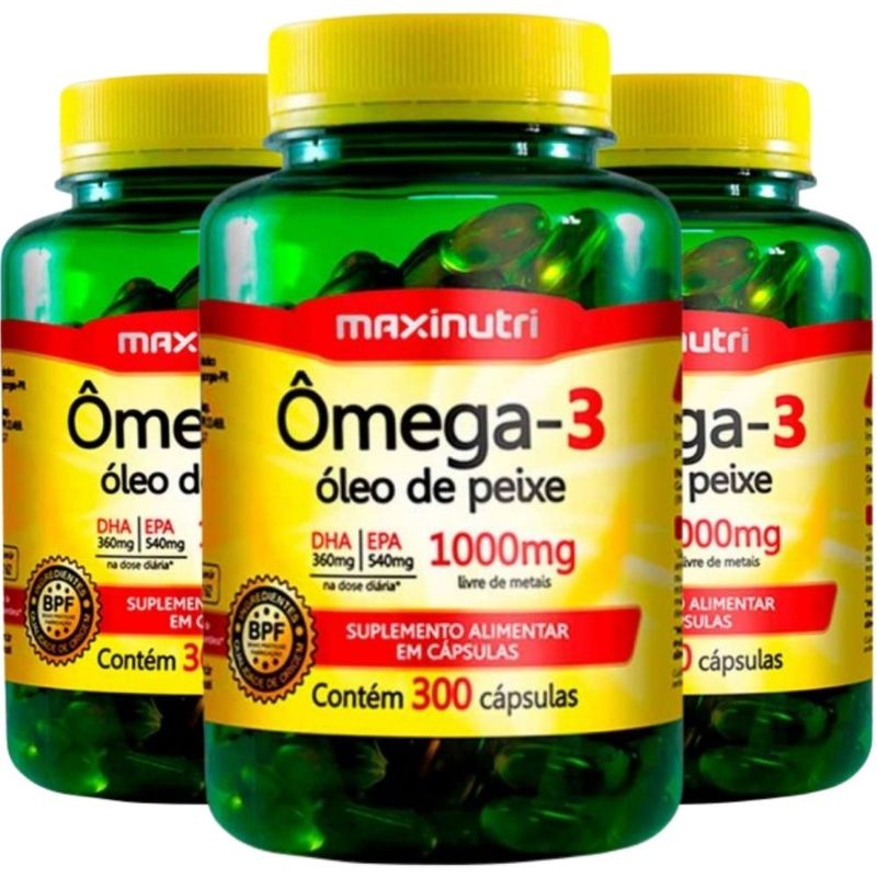 Kit 3x Maxinutri - Ômega 3 (Óleo de Peixe 1000mg) - 300 Cápsulas