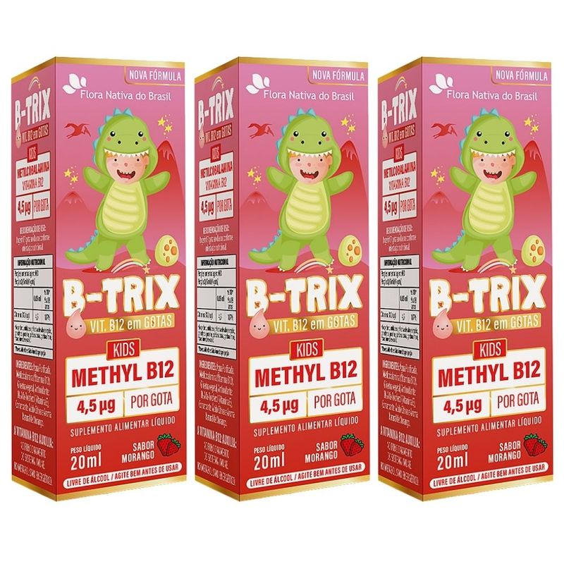 Kit 3x Flora Nativa - B-Trix Metilcobalamina (Vitamina B12 Infantil) - 20ml