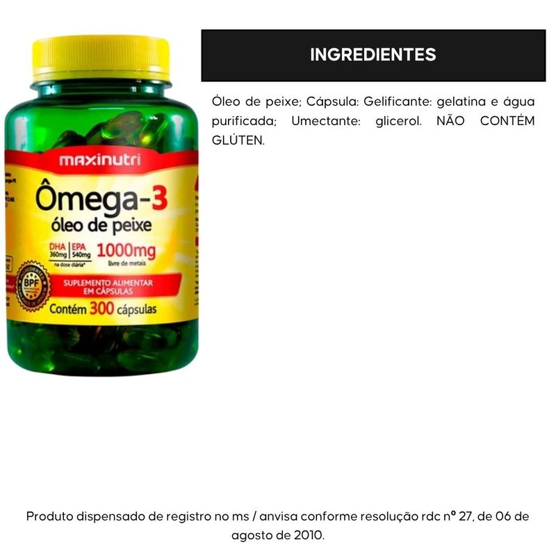 Kit 2x Maxinutri - Ômega 3 (Óleo de Peixe 1000mg) - 300 Cápsulas