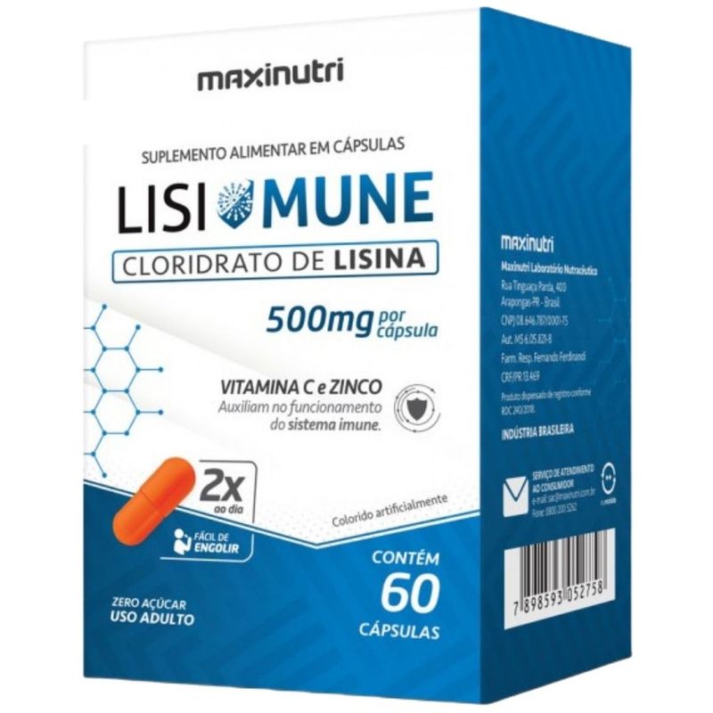 Maxinutri - Lisimune (Lisina, Vitamina C e Zinco) - 60 Cápsulas
