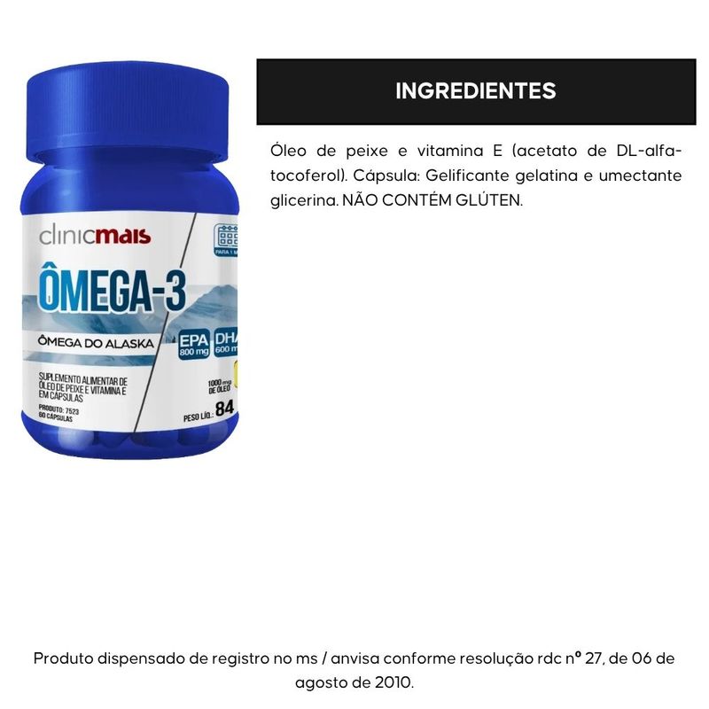 KIT 3X Ômega 3 do Alaska - 1400mg - 60 cápsulas - Clinicmais