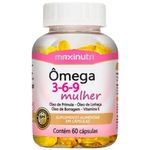 Ômega 3 6 9 Mulher - Linhaça, Prímula, Borragem + Vitamina E - 60 cápsulas - Maxinutri