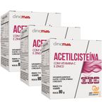 KIT 3X Acetilcisteína com Vitamina C e Zinco - 16 sachês - Clinicmais Laranja