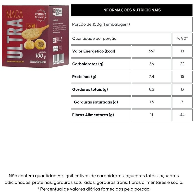 KIT 3X Maca Peruana Ultra - 100g - Maxinutri